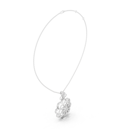 Floral Swirl Diamond Medallion Pendant Yellow Gold- 1.03CTW