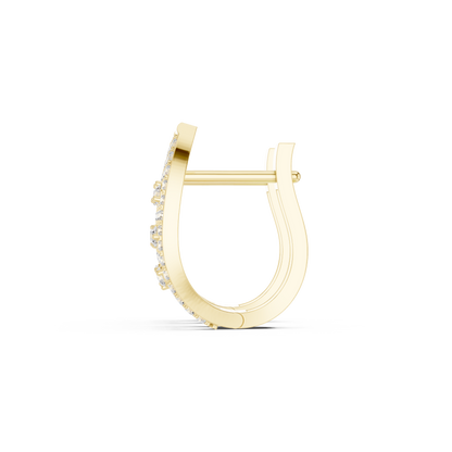 0.39CTW Elegant Yellow Gold Architectural Ellipse Diamond Cage Hoops with Hidden Hinge