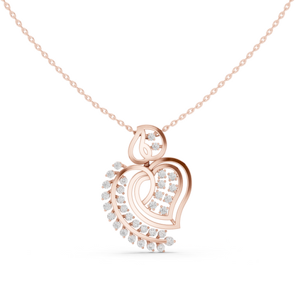 Radiant Paisley Heart Diamond Pendant in Yellow Gold