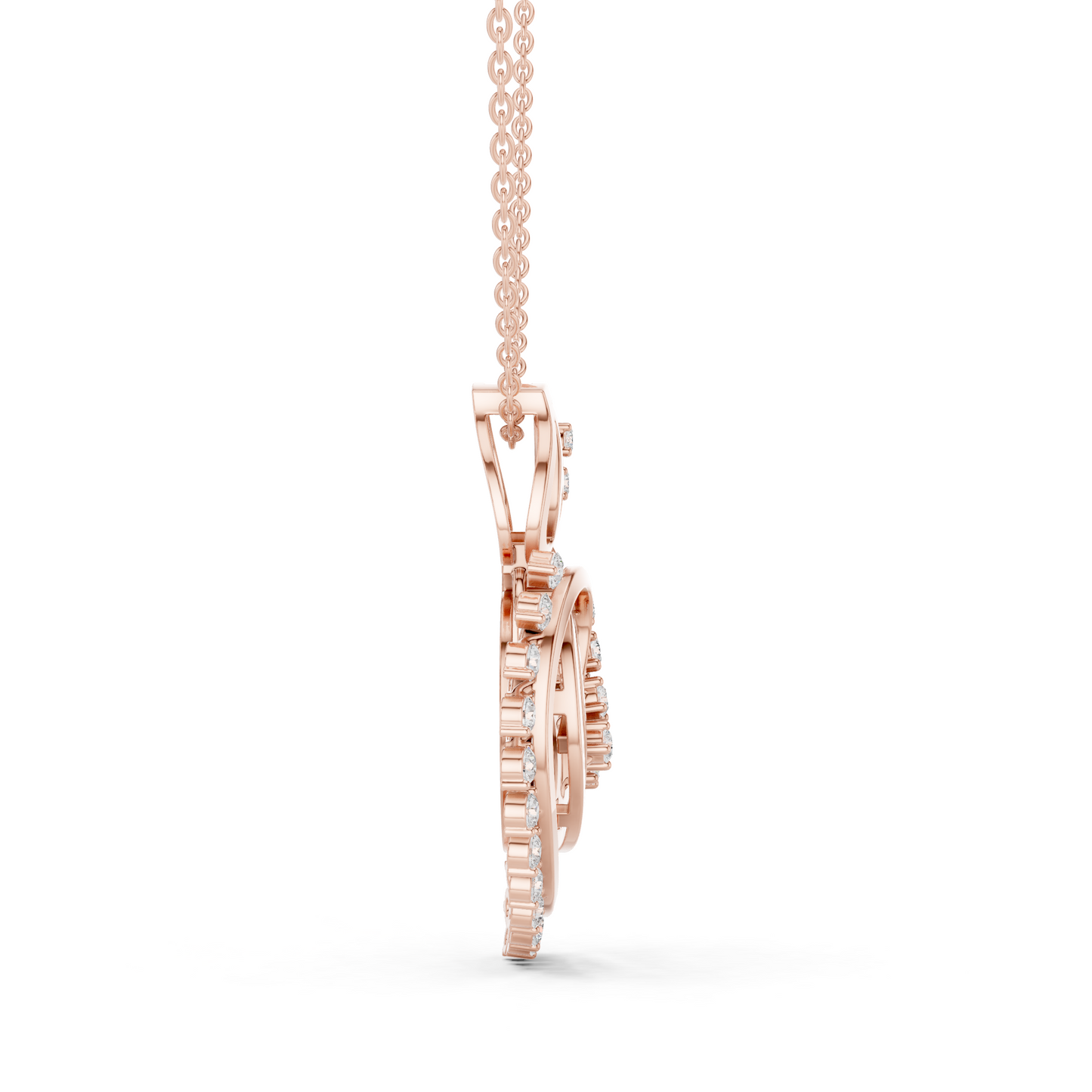 Radiant Paisley Heart Diamond Pendant in Yellow Gold