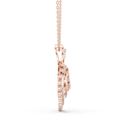 Radiant Paisley Heart Diamond Pendant in Yellow Gold