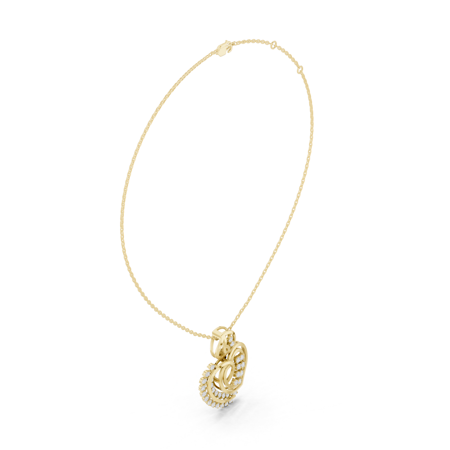Radiant Paisley Heart Diamond Pendant in Yellow Gold