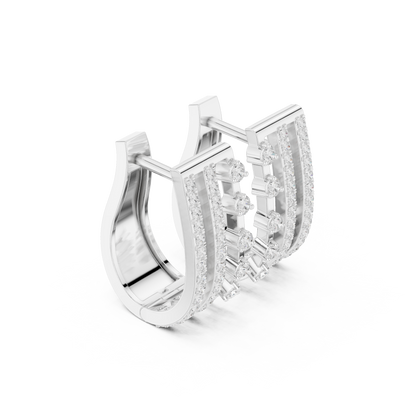0.44CTW Wide Asymmetric Open-Work Diamond Hoop Earrings in Yellow Gold