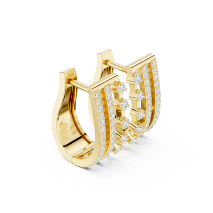 0.44CTW Wide Asymmetric Open-Work Diamond Hoop Earrings in Yellow Gold