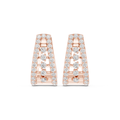 0.53CTW Wide Tapered Open-Work Diamond Hoop Earrings in Yellow Gold