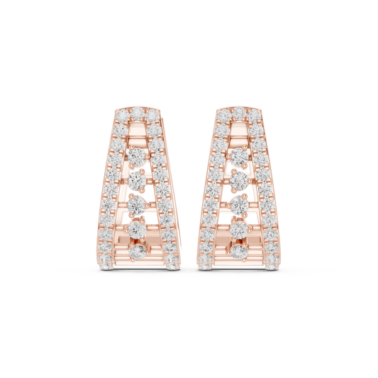 0.53CTW Wide Tapered Open-Work Diamond Hoop Earrings in Yellow Gold