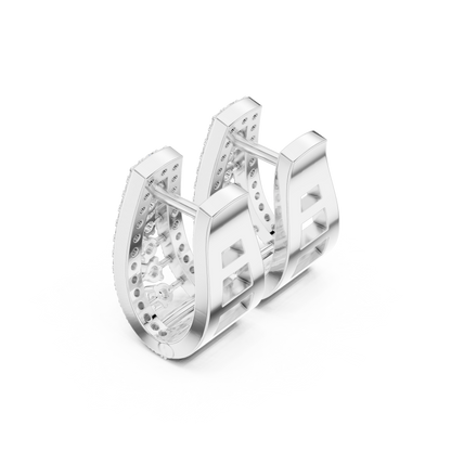 0.53CTW Wide Tapered Open-Work Diamond Hoop Earrings in Yellow Gold