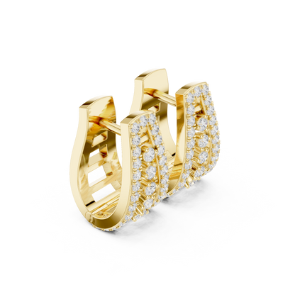 0.53CTW Wide Tapered Open-Work Diamond Hoop Earrings in Yellow Gold
