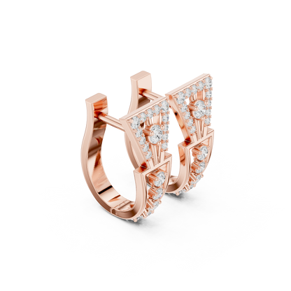 0.32CTW Wide Geometric Hourglass Open-Work Diamond Hoop Earrings in Yellow Gold