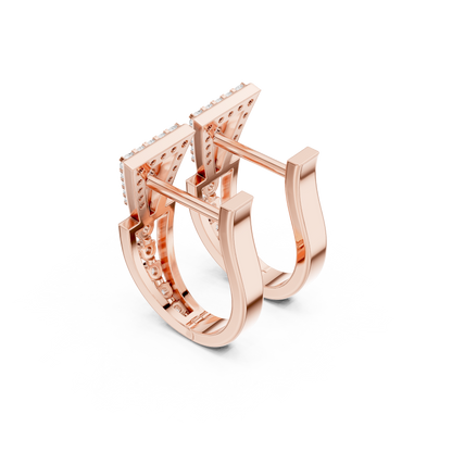 0.32CTW Wide Geometric Hourglass Open-Work Diamond Hoop Earrings in Yellow Gold