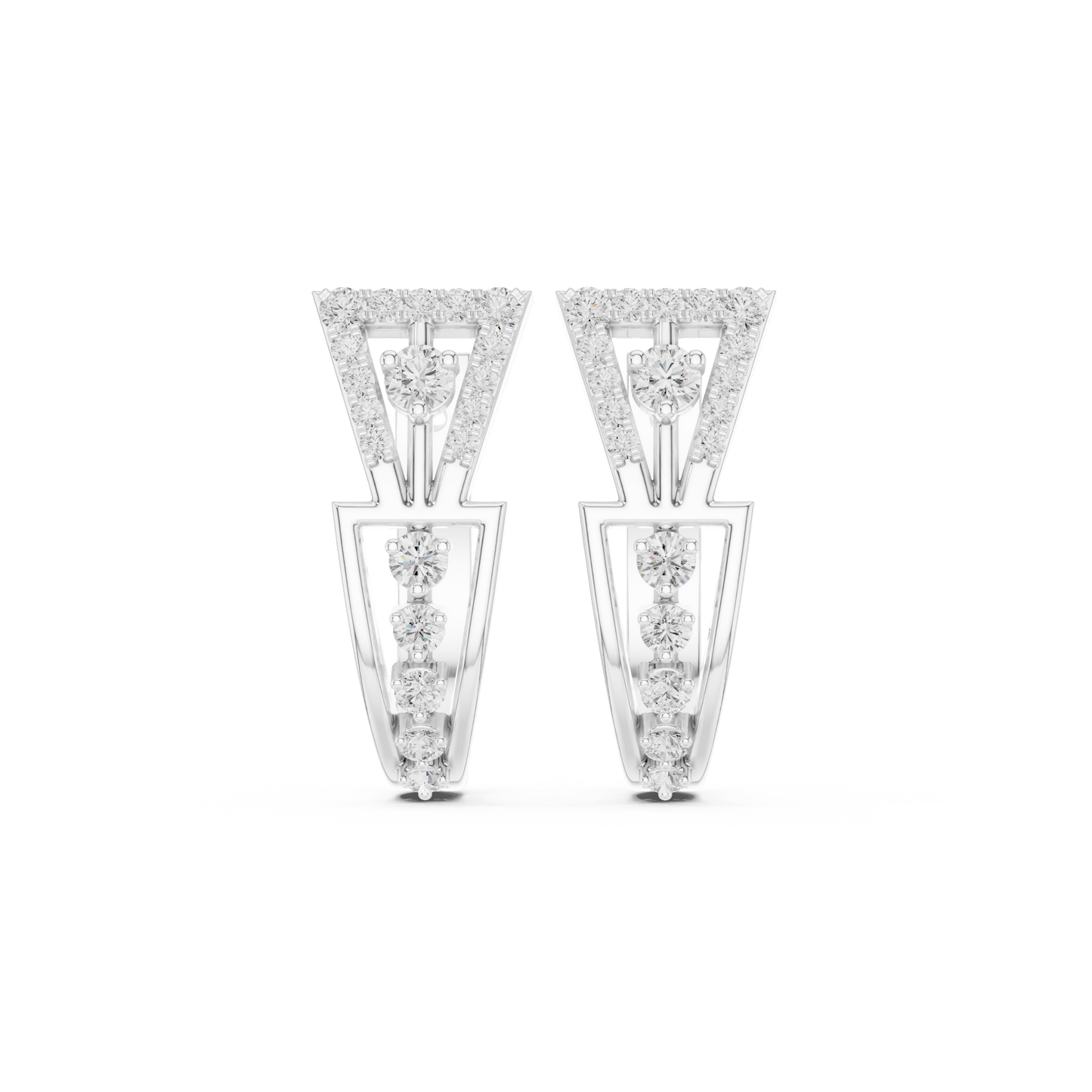 0.32CTW Wide Geometric Hourglass Open-Work Diamond Hoop Earrings in Yellow Gold