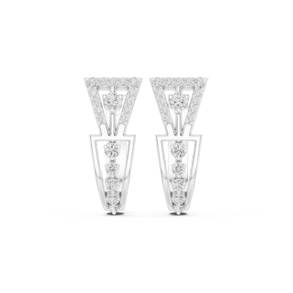 0.32CTW Wide Geometric Hourglass Open-Work Diamond Hoop Earrings in Yellow Gold