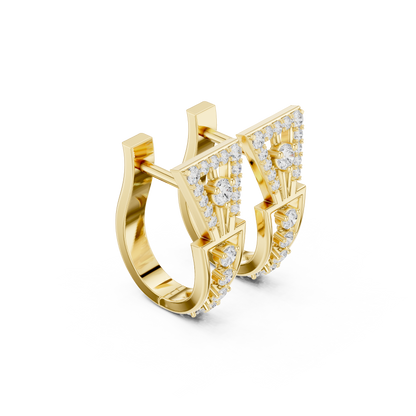 0.32CTW Wide Geometric Hourglass Open-Work Diamond Hoop Earrings in Yellow Gold