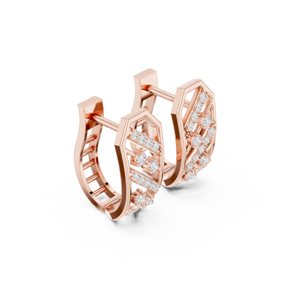 0.35CTW Wide Geometric Diagonal Diamond Hoop Earrings in Yellow Gold