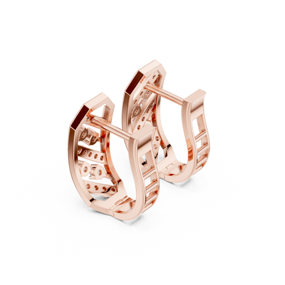 0.35CTW Wide Geometric Diagonal Diamond Hoop Earrings in Yellow Gold