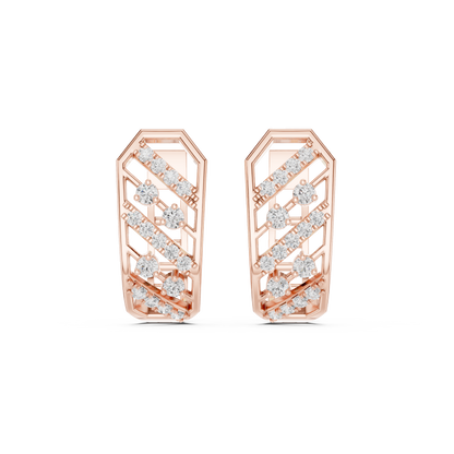 0.35CTW Wide Geometric Diagonal Diamond Hoop Earrings in Yellow Gold