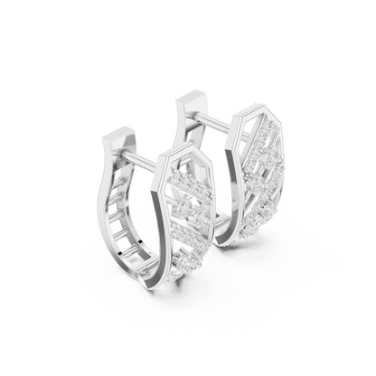0.35CTW Wide Geometric Diagonal Diamond Hoop Earrings in Yellow Gold
