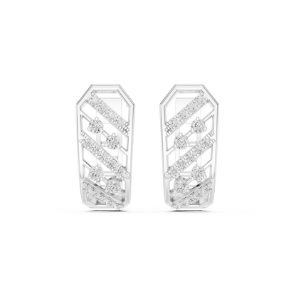 0.35CTW Wide Geometric Diagonal Diamond Hoop Earrings in Yellow Gold