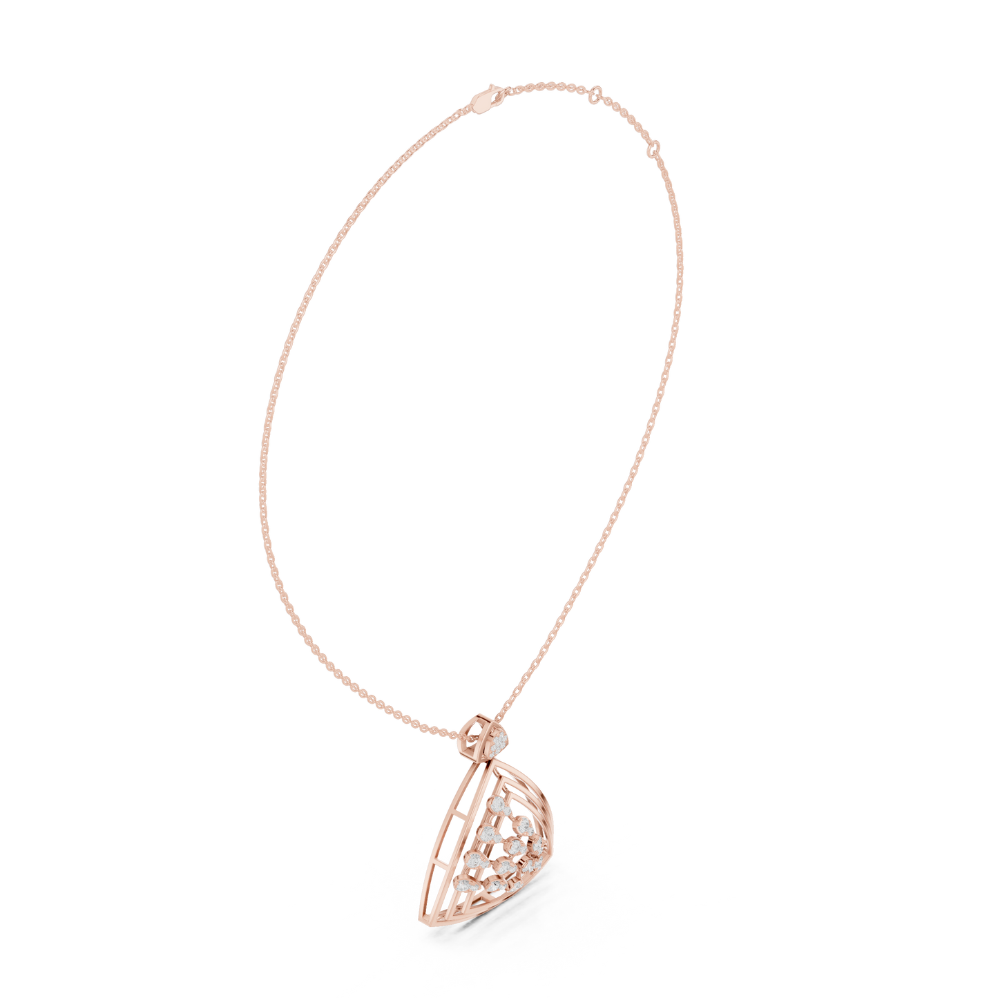 Art Deco Geometric Shield Diamond Pendant in Yellow Gold