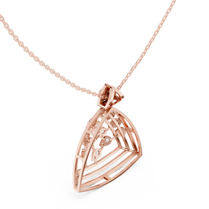 Art Deco Geometric Shield Diamond Pendant in Yellow Gold