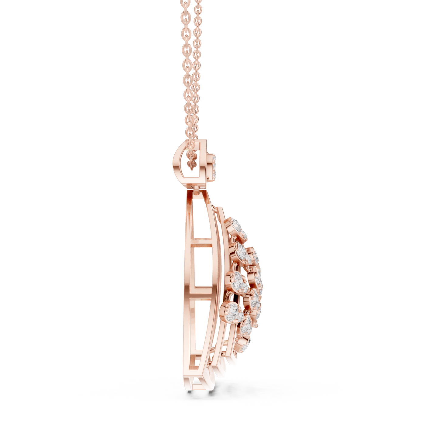 Art Deco Geometric Shield Diamond Pendant in Yellow Gold