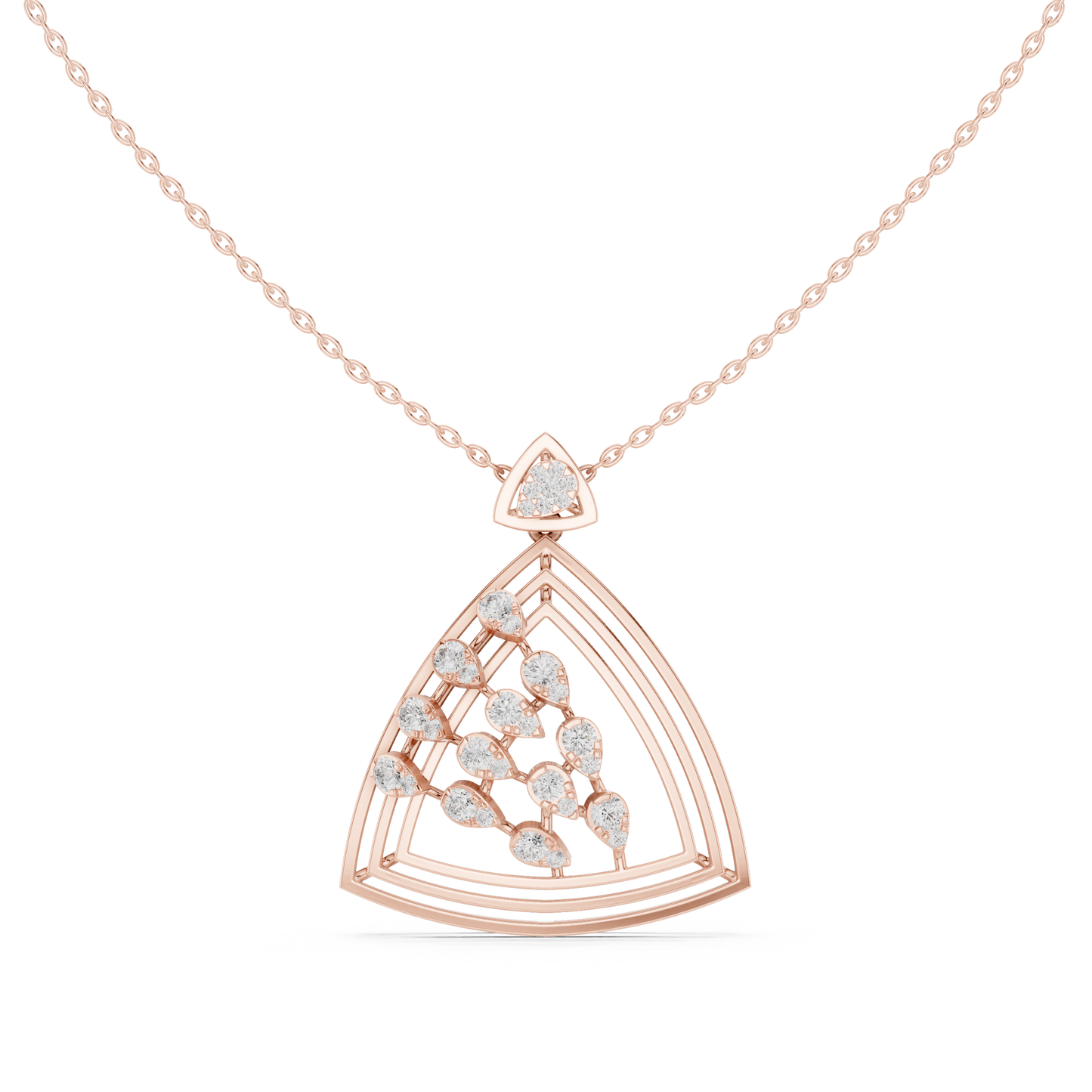 Art Deco Geometric Shield Diamond Pendant in Yellow Gold