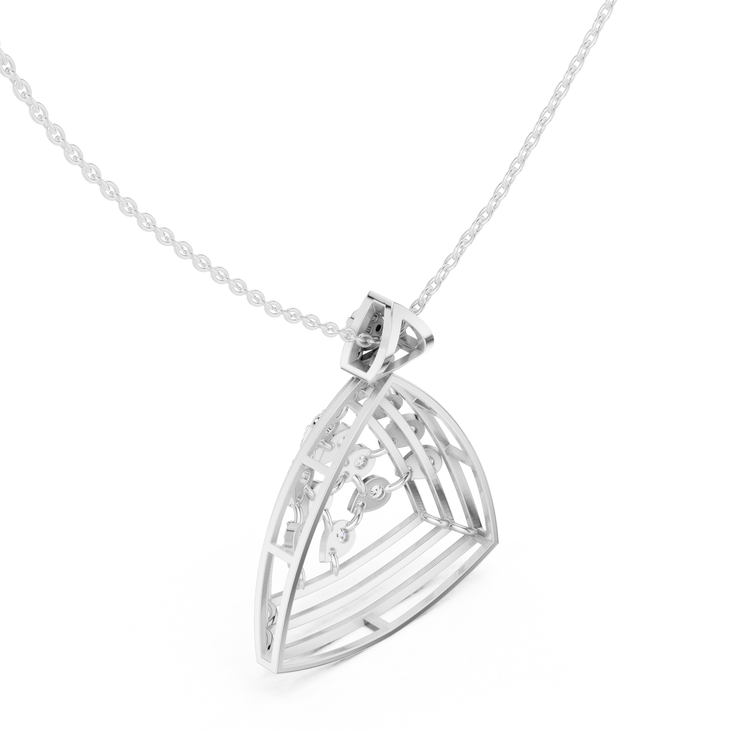 Art Deco Geometric Shield Diamond Pendant in Yellow Gold