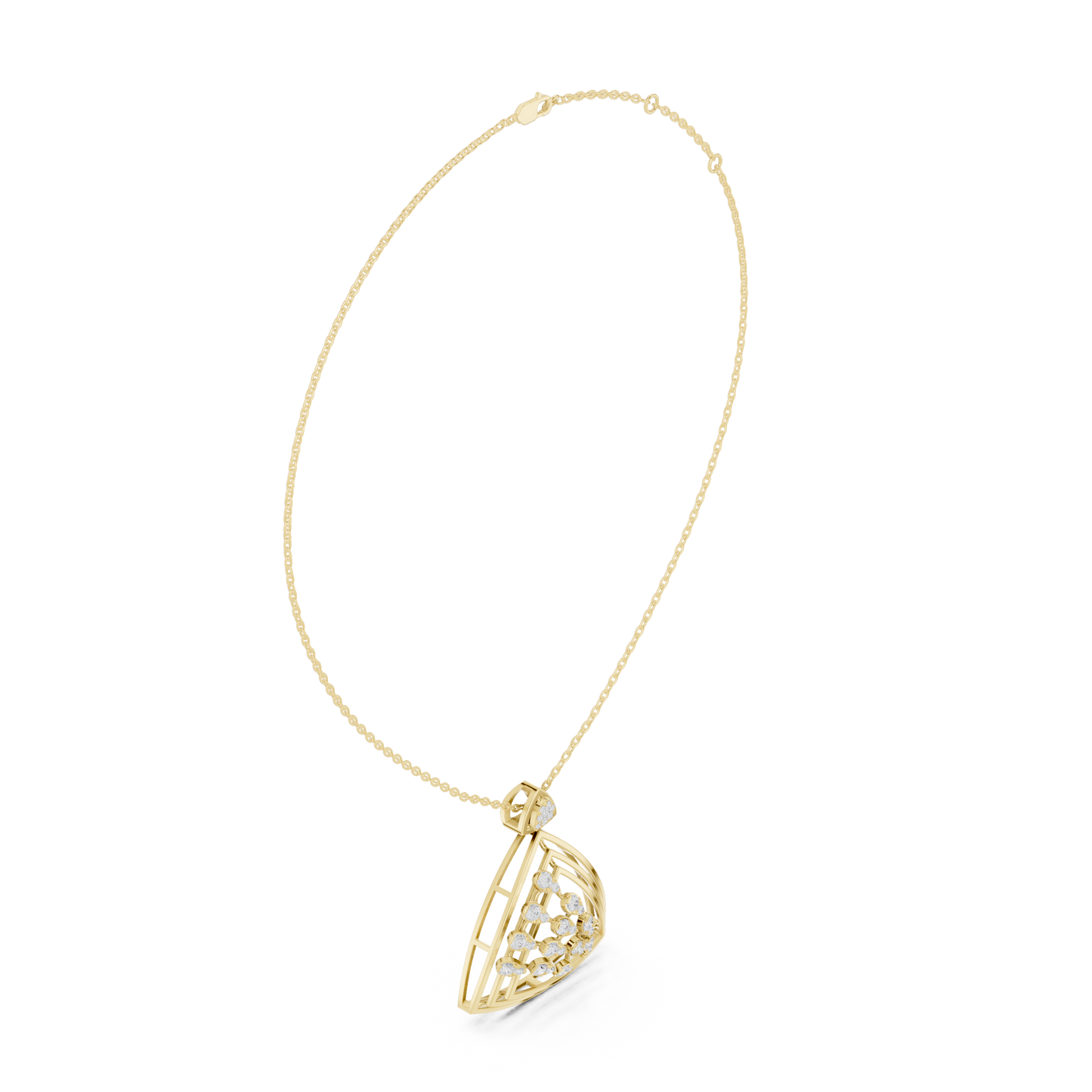 Art Deco Geometric Shield Diamond Pendant in Yellow Gold