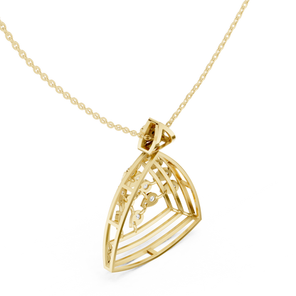Art Deco Geometric Shield Diamond Pendant in Yellow Gold