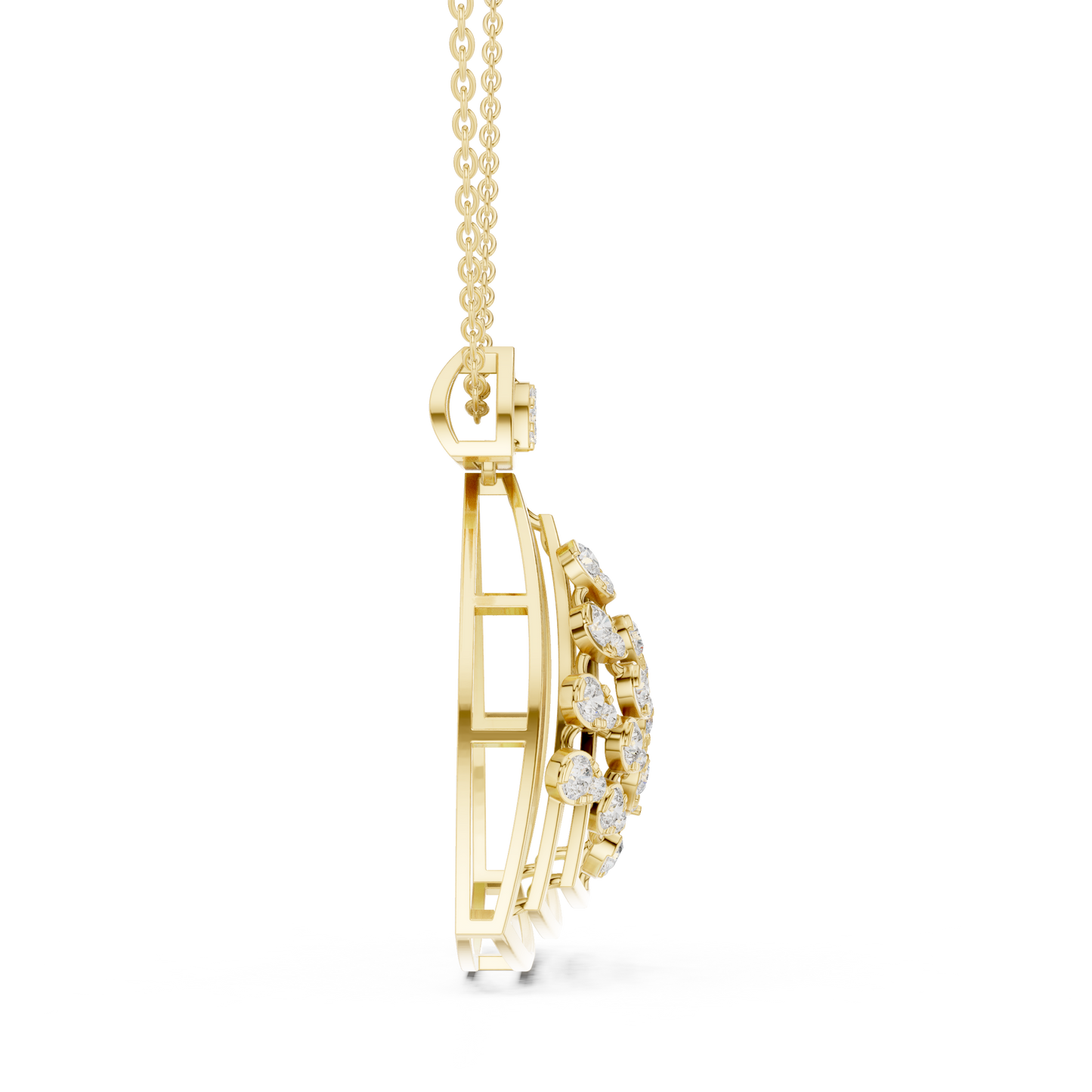 Art Deco Geometric Shield Diamond Pendant in Yellow Gold