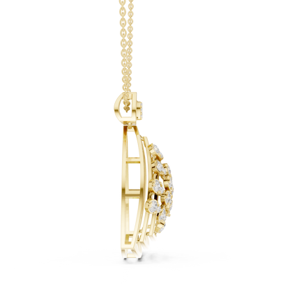 Art Deco Geometric Shield Diamond Pendant in Yellow Gold