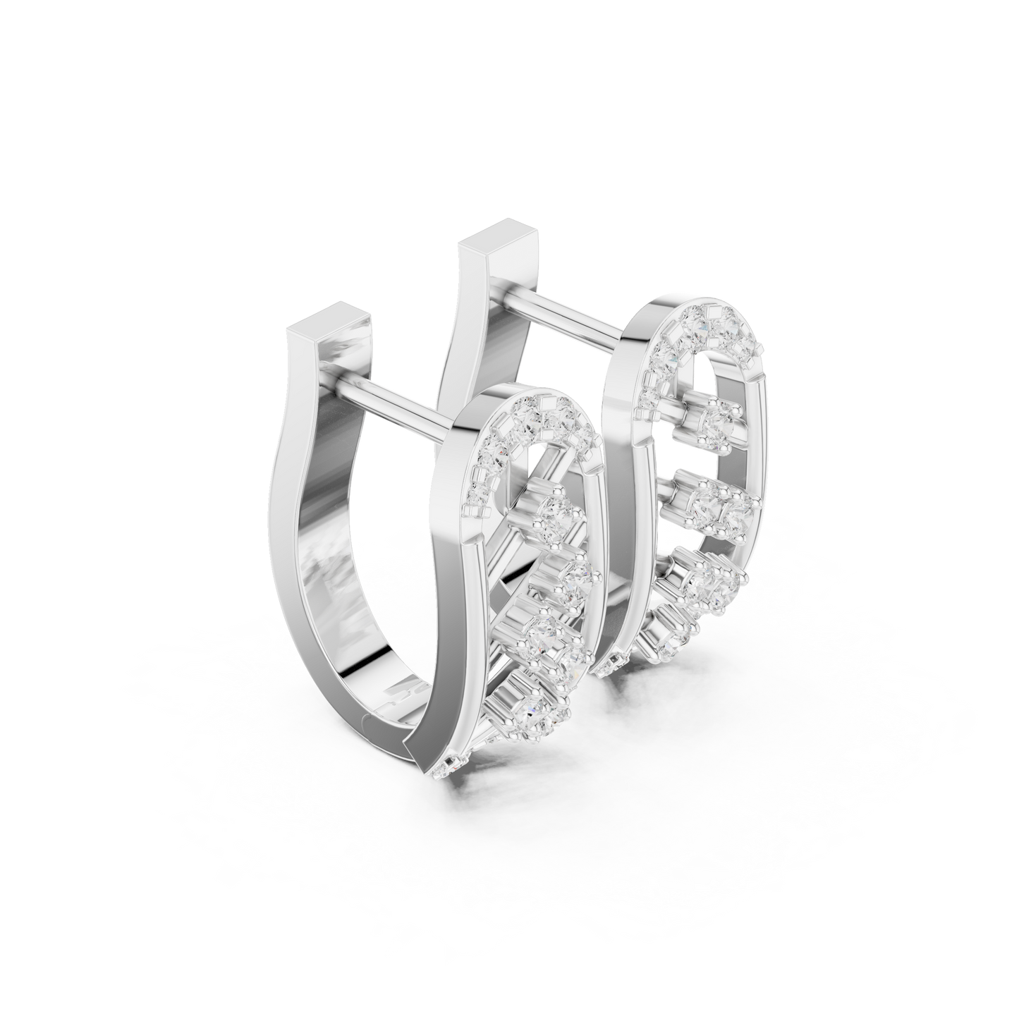 0.41CTW Gold Diamond Lattice Hoop Earrings | Art Deco Inspired Geometric Huggies