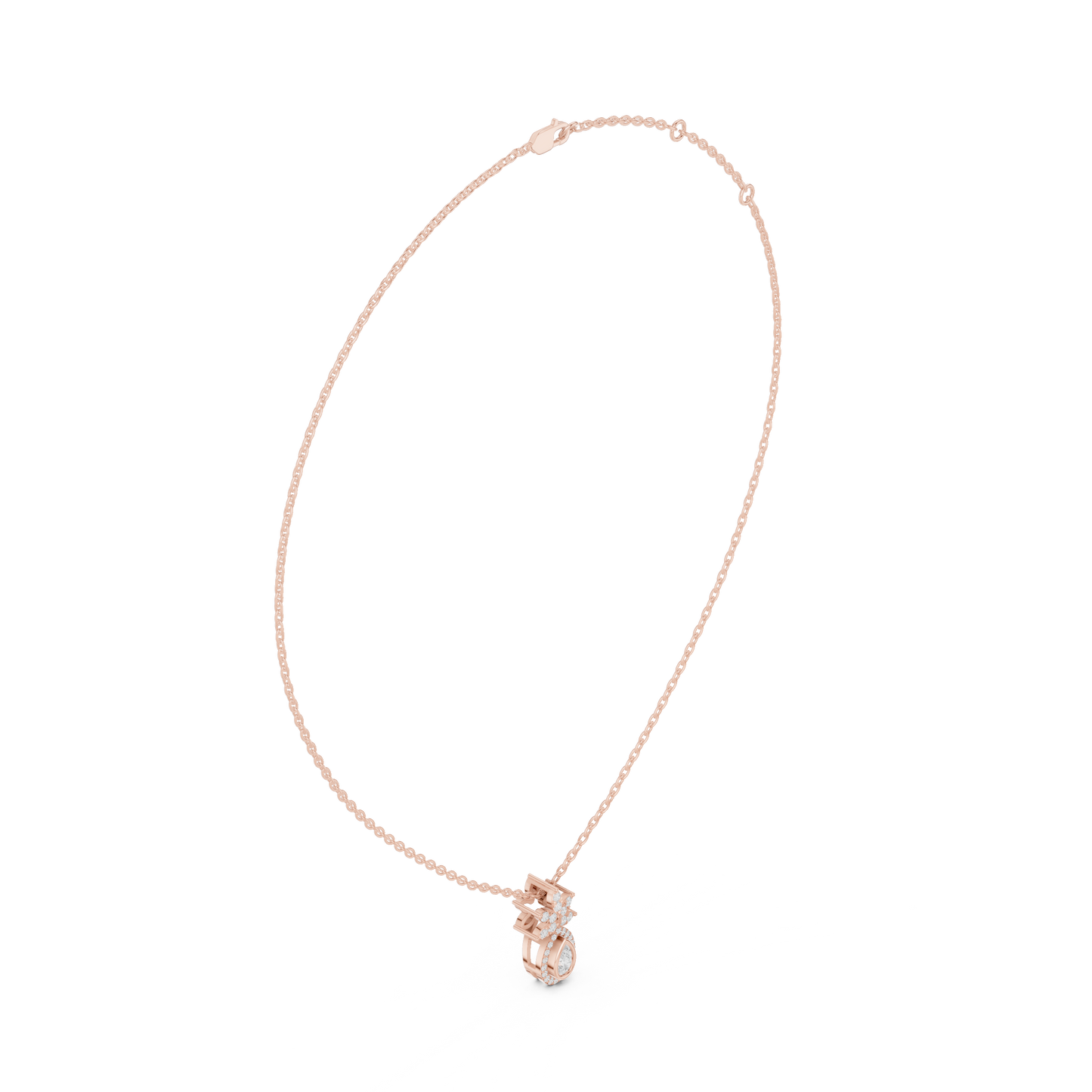 0.35CTW Pear-Cut Diamond Halo Pendant with Floral Crown in Yellow Gold