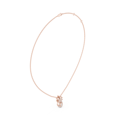 0.35CTW Pear-Cut Diamond Halo Pendant with Floral Crown in Yellow Gold