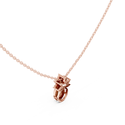 0.35CTW Pear-Cut Diamond Halo Pendant with Floral Crown in Yellow Gold