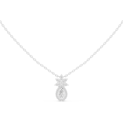 0.35CTW Pear-Cut Diamond Halo Pendant with Floral Crown in Yellow Gold