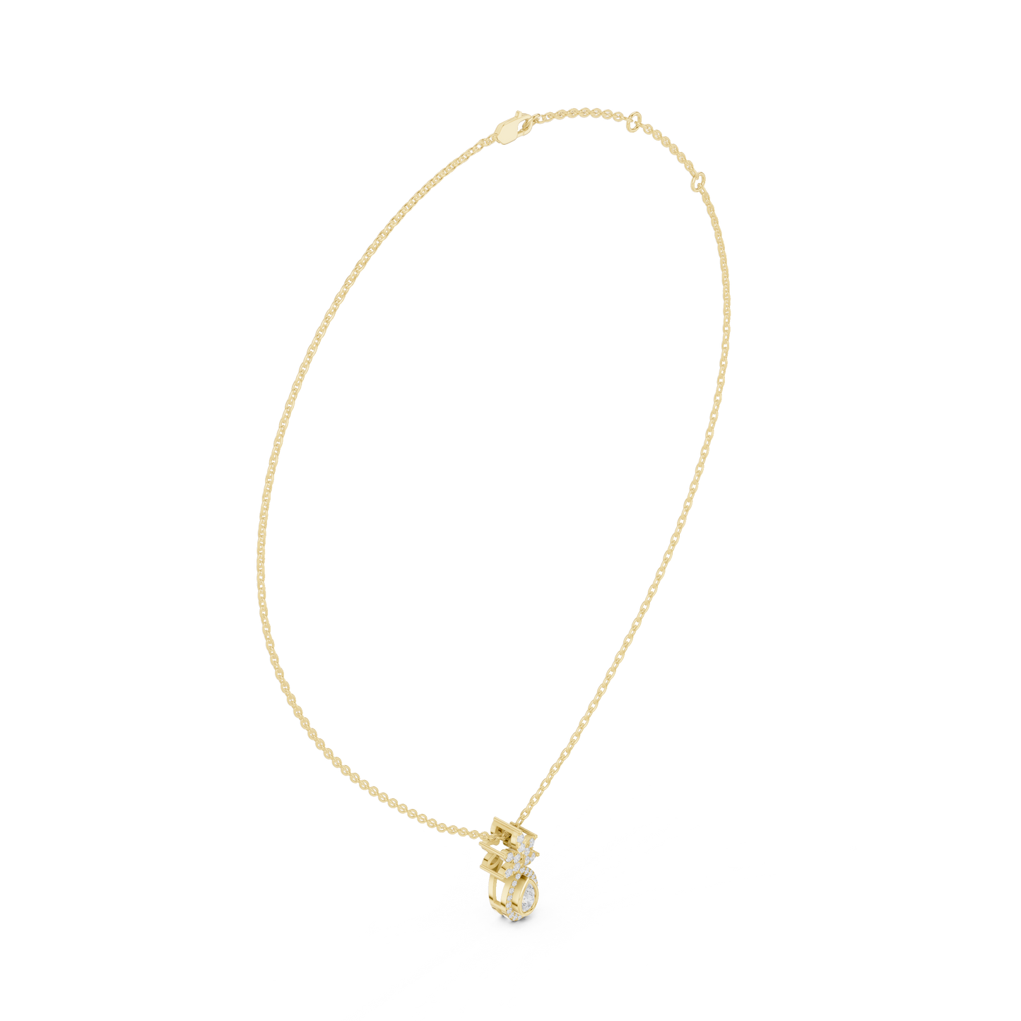 0.35CTW Pear-Cut Diamond Halo Pendant with Floral Crown in Yellow Gold