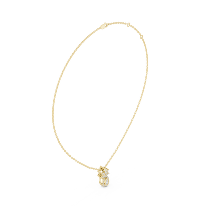 0.35CTW Pear-Cut Diamond Halo Pendant with Floral Crown in Yellow Gold