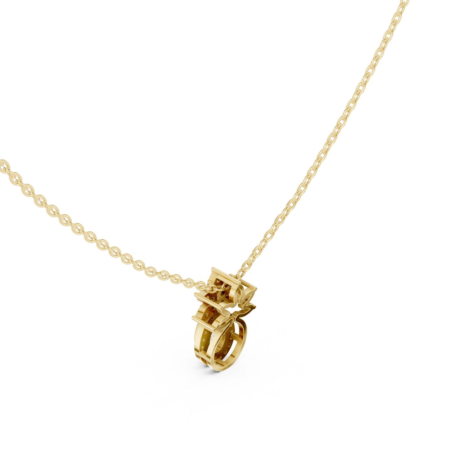 0.35CTW Pear-Cut Diamond Halo Pendant with Floral Crown in Yellow Gold