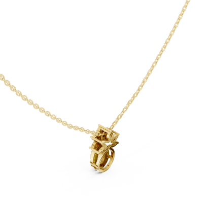 0.35CTW Pear-Cut Diamond Halo Pendant with Floral Crown in Yellow Gold