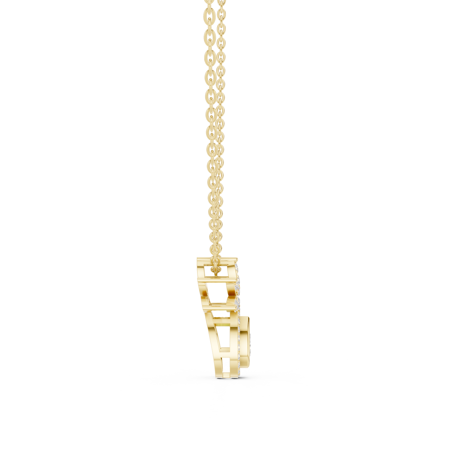 0.35CTW Pear-Cut Diamond Halo Pendant with Floral Crown in Yellow Gold