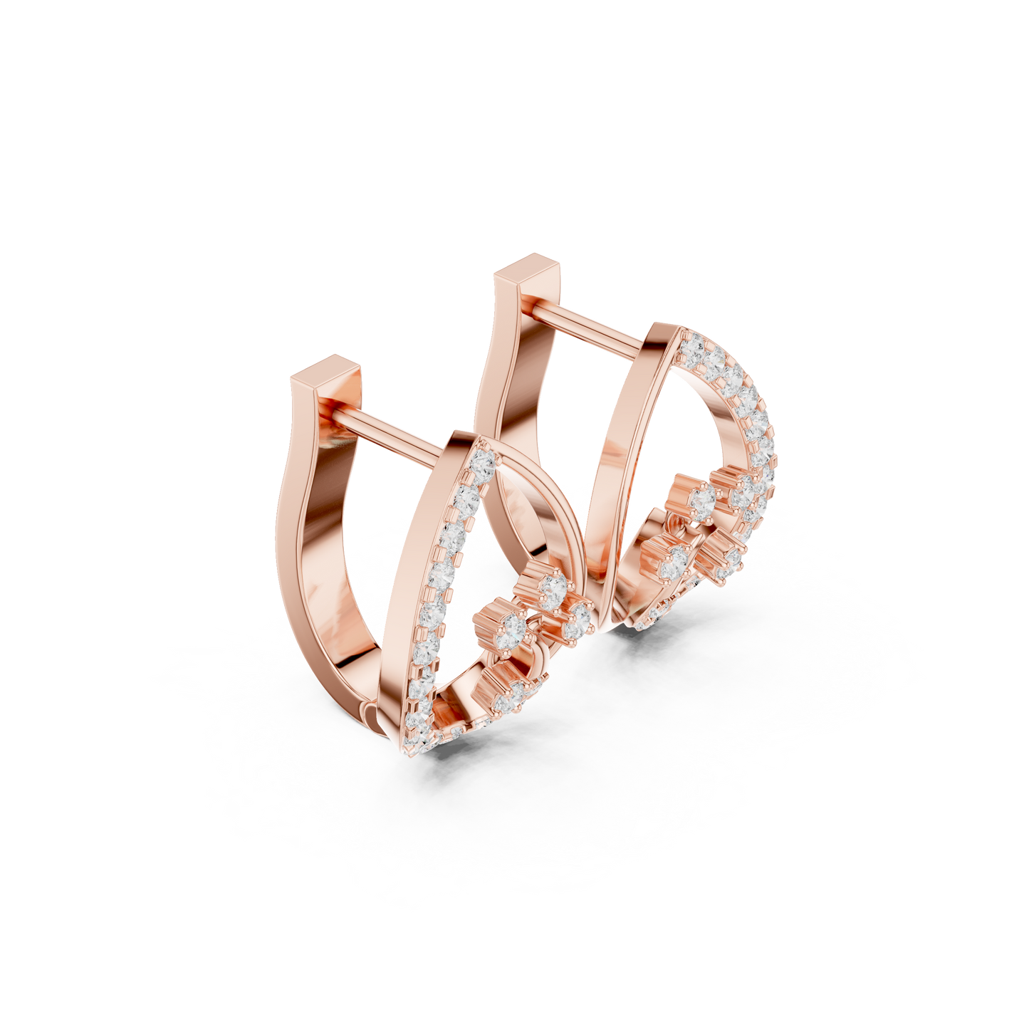 0.47CTW Yellow Gold Elegant Teardrop Diamond Hoop Earrings | Marquise-Style Pavé Huggies