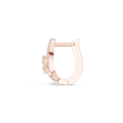 0.47CTW Yellow Gold Elegant Teardrop Diamond Hoop Earrings | Marquise-Style Pavé Huggies