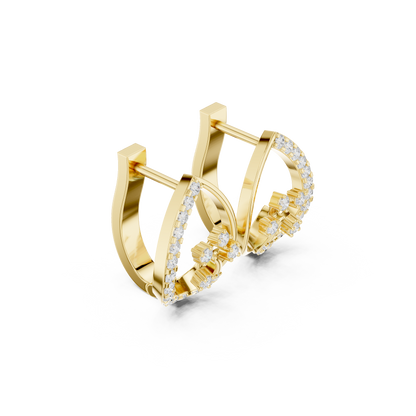 0.47CTW Yellow Gold Elegant Teardrop Diamond Hoop Earrings | Marquise-Style Pavé Huggies