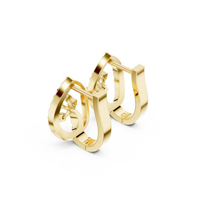 0.47CTW Yellow Gold Elegant Teardrop Diamond Hoop Earrings | Marquise-Style Pavé Huggies