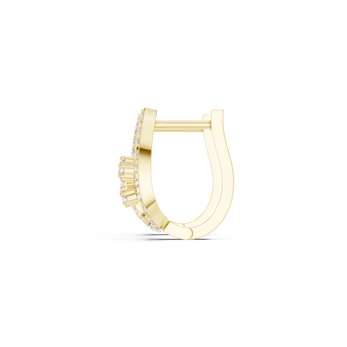 0.47CTW Yellow Gold Elegant Teardrop Diamond Hoop Earrings | Marquise-Style Pavé Huggies