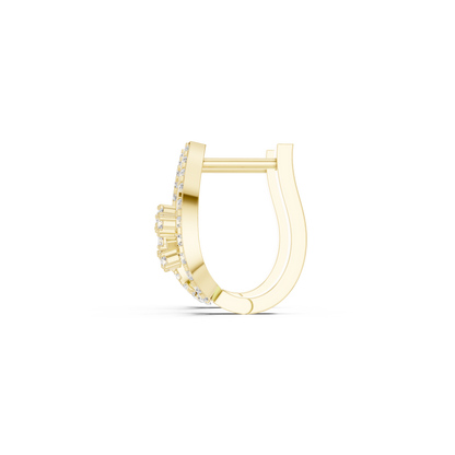 0.47CTW Yellow Gold Elegant Teardrop Diamond Hoop Earrings | Marquise-Style Pavé Huggies
