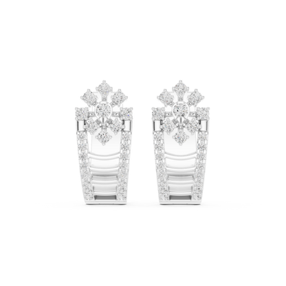 0.61CTW Gold Diamond Cluster Huggie Earrings - Floral Crown Small Hoops