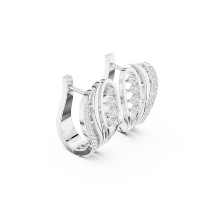 0.28CTW Yellow Gold Elegant Wave Diamond Earrings | Brilliant Cut Pave Hoop