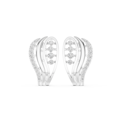 0.28CTW Yellow Gold Elegant Wave Diamond Earrings | Brilliant Cut Pave Hoop